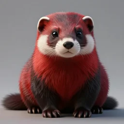 a male furry stoat fursona body portrait, red and black fur, dmt, photorealistic