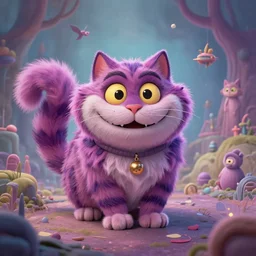 an adorable cheshire cat in wonderland | highly detailed | very intricate | symmetrical | fantasy and whimsical and magical | soft cinematic lighting | disney pixar | award - winning | painted by donato giancola and paul lehr and ross tran | pastel color palette | featured on artstation