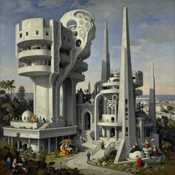 classical landscape paintings of brutalist concrete structures, oil paint, insanely detailed and intricate, hypermaximalist, elegant, ornate, hyper realistic, super detailed by zdzislaw beksinski, peter gric, arnold boecklin, francisco goya, caravaggio