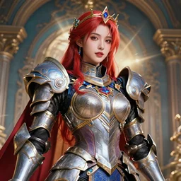 studio portrait of lawful good colorful female holy mecha paladin absurdly beautiful, elegant, young sensual gravure idol, ultrafine hyperrealistic detailed face illustration by kim jung gi, irakli nadar, intricate linework, super sharp focus, bright colors, matte, octopath traveler, unreal engine 5 highly rendered, global illumination, radiant light, intricate environment