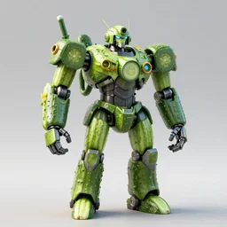 mecha robot made of cucumbers, photorealistic