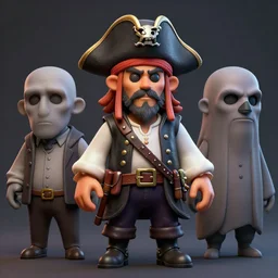 3 d model of 👻 as a pirate, portraiture, zbrush, mari, arnold, xgen, houdini, blender, sculpt, render, photorealism, hyperrealism, character design, portraits, r 3 ds wrap, unreal engine 5, octane, smooth