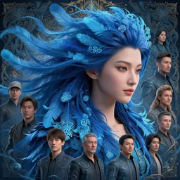 rhythm of the wind, beauty portrait, azure. detailed hair, fractal feathers, ornate, intricate environment, fantasy art by ilya kuvshinov, peter mohrbacher, greg rutkowski, ross tran, craig mullins, thomas kinkade, victo ngai. unreal engine 5 highly rendered, blender, octane, ray tracing. sharp focus, post processing