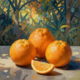 still life oranges. art by mucha