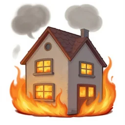 house on fire, drawn in microsoft paint