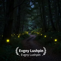 fireflies in a forest inspired by Evgeny Lushpin
