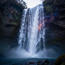 a mystical waterfall flowing into a galaxy, 4 k, hd, ultra realistic, highly detailed, magical