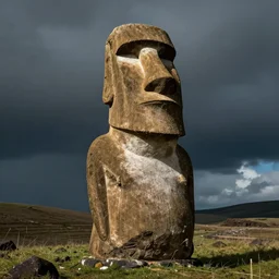 A detailed moai statue of Linus Torvalds. Linus Torvalds as a detailed moai statue.