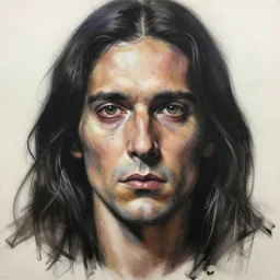 a drawing of a man's face with long hair, an airbrush painting by David Alfaro Siqueiros, featured on pixiv, metaphysical painting, airbrush art, grotesque, wiccan, unreal engine 5, unreal engine, cryengine