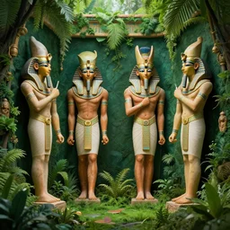 symmetry!! egyptian gods in a lush green ancient egypt, surreal, dreamlike, lucid dream, very detailed, perfect lighting, perfect composition, 4 k, artgerm, derek zabrocki, greg rutkowski