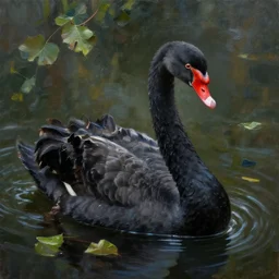 a detailed painting of a black swan, mixed with leafs, dark atmosphere. vr painting. 3 d oil brush strokes. by francescp hayw, jenny saville, nicola samori and james jean. dynamic lighting, dramatic lighting. masterpiece