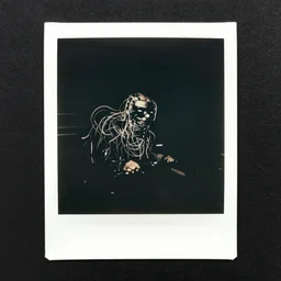 black and white - 3 5 mm polaroid photo - dark photo of a cyberpunk programmer composed of wires, by petros afshar and beeple