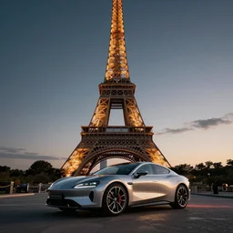 a car that looks like the eiffel tower, cinematic photograph, car commercial photograph, amazing lighting, stunning,
