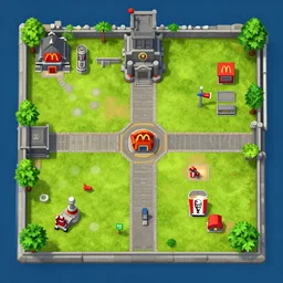 team fortress two forts map with one side mcdonalds and other side kfc