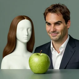 roger federer and green apple by rene magritte