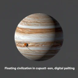 “Floating civilization in Jupiter, concept art, artstation, digital painting”