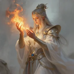 a fire wizard makes incantations, diffuse lighting, fantasy, intricate, elegant, highly detailed, lifelike, photorealistic, digital painting, artstation, illustration, concept art, smooth, sharp focus, naturalism, trending on byron's - muse, by greg rutkowski and greg staples and tomasz - alen - kopera