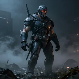 android revolting against human, night, light fog, high detailed, professional lighting, concept art in 3 d