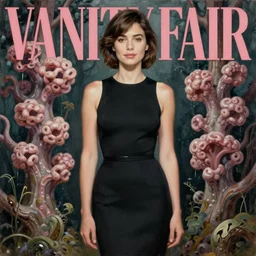 sophie marceau, black dress, vanity fair magazine, amphibolous ambience, highly detailed, oil on canvas, greg rutkowsi, trending on artstation