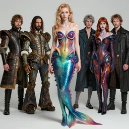 a fashion editorial of sadie sink as a brightly colored mermaid alien hybrid with wet mutated skin. wearing an growing organic catsuit. by tom bagshaw, donato giancola, hans holbein, walton ford, gaston bussiere, brian froud, peter mohrbacher and magali villeneuve. 8 k, cgsociety