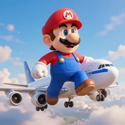luigi from super mario flying a boeing 3 7 3, realistic 4 k octane beautifully detailed render, 4 k post - processing, highly detailed, intricate complexity, epic composition, magical atmosphere, cinematic lighting, masterpiece, ultra hd