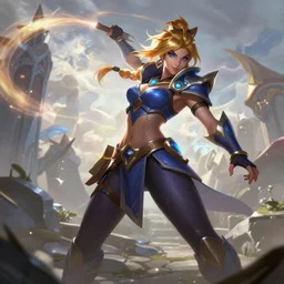 digital art of Irelia from League of Legends, action pose, WLOP, extremely detailed