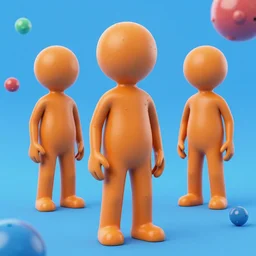 3 - d cartoon orange stick man in lifescience, veeva