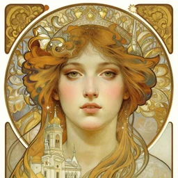 portrait photo of a beautiful young goddess'face merging with a cathedral building, etheric, emotionally evoking symbolic metaphors, head in focus, ornamental, intricate, elegant, painterly, golden ratio, sharp focus, illustration, art by ernst haeckel, android jones, h. r. giger, john william godward, alphonse mucha,