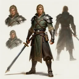warrior dnd character, concept art, character design, single character concept art, long shot, highly detailed, digital art, by ruan jia,
