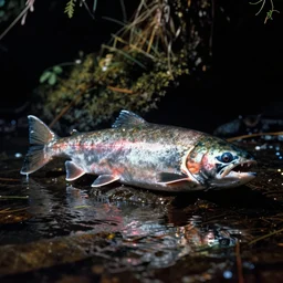 a photo of an angry walnut salmon in its natural habitat, kodak ektachrome e 1 0 0 photography