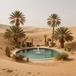 hyper realistic, high detail photo of desert oasis, beautiful, dreary lighting