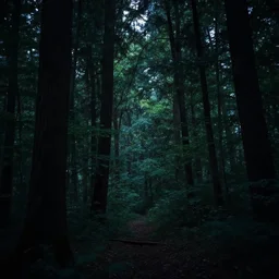 a very dark forest at night, 8 k