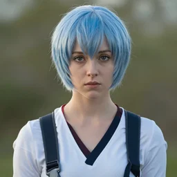 anya taylor joy as rei ayanami. faithful representation, live - action still from film by steven spielberg