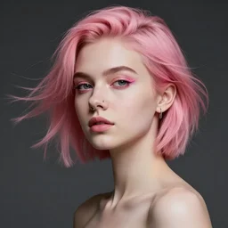 beautiful russian girl with short pink hair and nose piercing, pink eye liner, thin round earrings, winds of winter, au naturel, hyper detailed, digital art, trending in artstation, cinematic lighting, studio quality, smooth render, octane rendered, concept art, sharp focus, illustration, art by artgerm and greg rutkowski and wlop