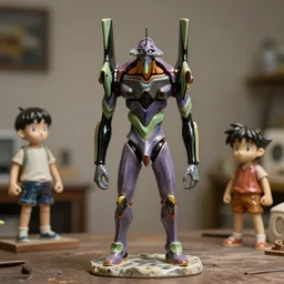 a photography frontal  portrait of  Sinji from Evangelion and Nobita   as a ceramic created by Matthew Barney and sculpted by Nick Cave , rim light studio, 80mm photo studio,  Nikkor color photography film, very detailed photography Hasselblad, , hyperrealism, octane rendering, 8k, depth of field, bokeh.