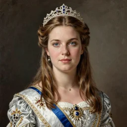 princess beatrice of the united kingdom as empress of france by edouard dubufe, highly detailed, fancy, circa 1 8 8 0, 1 8 8 0 s painting, alternate history, romanticism, 8 k