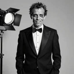 a beautiful fashion portrait photograph of a friendly good looking zombie in a tuxedo, studio harcourt, black and white, fashion photography, paolo roversi, richard avedon, chiaroscuro, trending on artstation, ultradetailed, octane render, 4 k, unreal engine, 5 0 mm, sharp focus, studio light photography, high definition, irving penn,