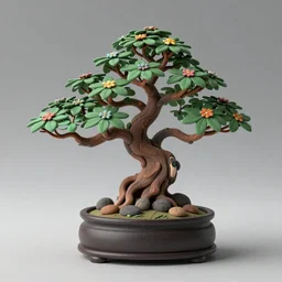 plasticine figure of a floral bonsai, 8 k, hdr, trend in artstation, photo studio, professional lighting