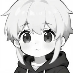 gigachad as a kawaii anime character, anime eyes, cute, ingame screenshot, black and white, high detailed