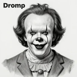 portrait of!!! [ donald trump ]!!! as ( ( ( pennywise ) ) ), album cover, graphite, monochrome, high contrast, 2. 5 d, perfectionism, ray tracing global illumination, insanely detailed and intricate, hypermaximalist, elegant, ornate, hyper realistic, super detailed