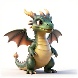 confident baby dragon hatching, detailed 3d character render, full body, standing, isolated on a pure white background, centered, whole figure in frame, sharp focus, studio lighting