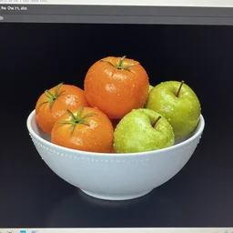 computer graphics showing a bowl of fruit