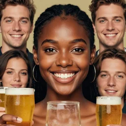 joyful goddess of beers portrait, clear eyes and dark skin. realistic, symmetrical face. art by bowater charlie, mark brooks, julie bell, arian mark, tony sandoval