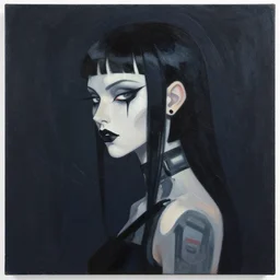 artgerm portrait painting of kat dennings as cybergoth character, black hair, medium shot, asymmetrical, profile picture, organic painting, dark night, matte painting, bold shapes, hard edges, street art, trending on artstation, by huang guangjian, gil elvgren, ruan jia, greg rutkowski, gaston bussiere