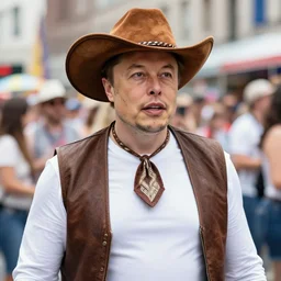 elon musk dressed as cowbay at gay parade