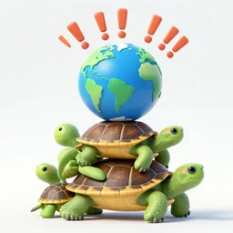a stack of turtles with!!!!!!!!! earth earth earth!!!!!!!! on top