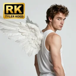 tyler posey with angel wings on his back, detailed, 4k, HD, award-winning photograph