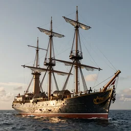 photograph of a steam punk twenty first century whaling ship kodachrome sunshine