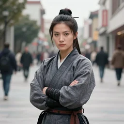 portrait of a street samurai woman, by donato giancola and nikolay makovsky.