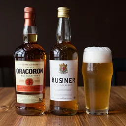 one bourbon, one scotch and one beer